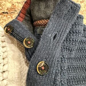 Ted Baker Dark Blue Turtleneck Sweater with Button Accents